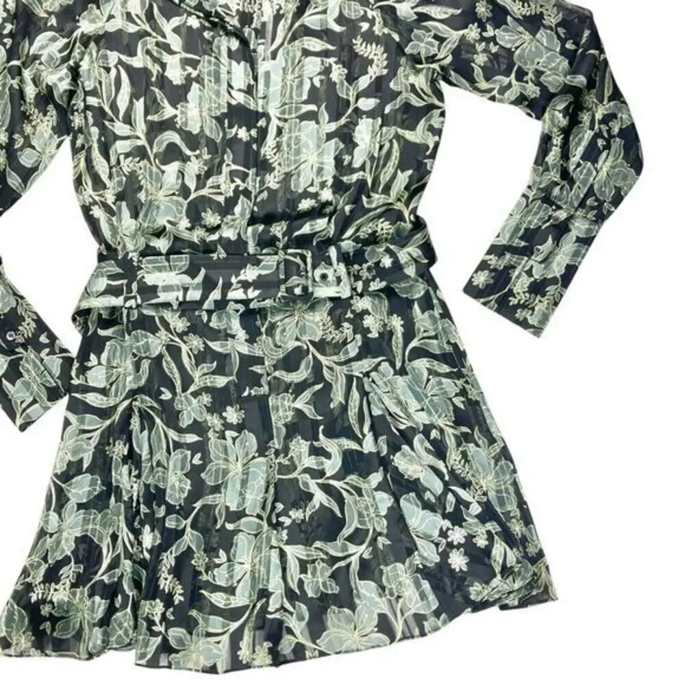Reiss Women Larissa Mini Dress 6 Floral Belted Long Sleeve Event Party Easter